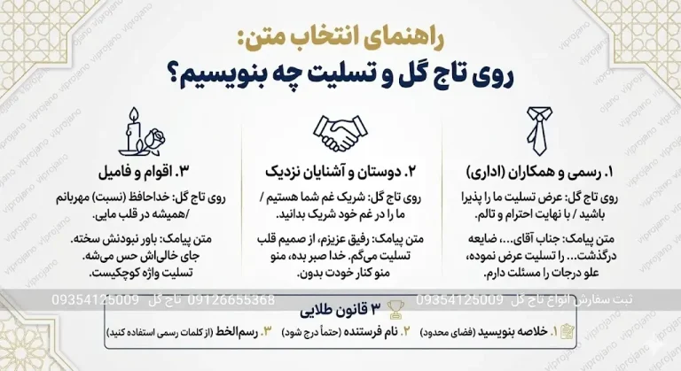 نوشته روی تاج گل ترحیم