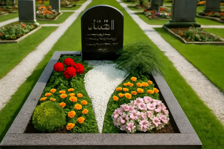 تصویر تزیین سنگ قبر برای چهلم