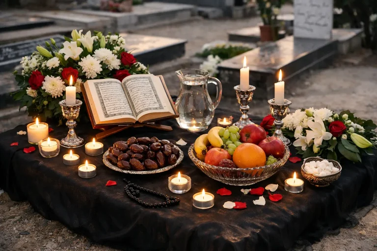 چیدمان وسایل سر مزار