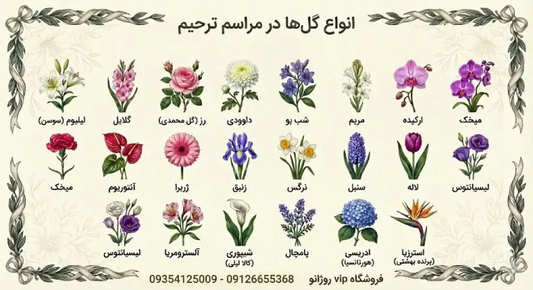 انواع گل های تاج گل ترحیم