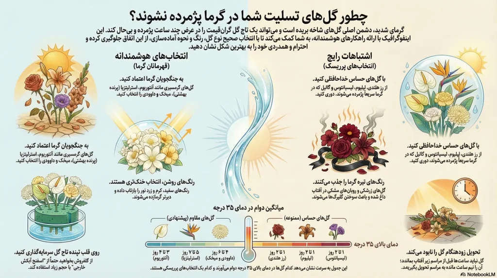 نگهداری تاج گل در گرمای شدید